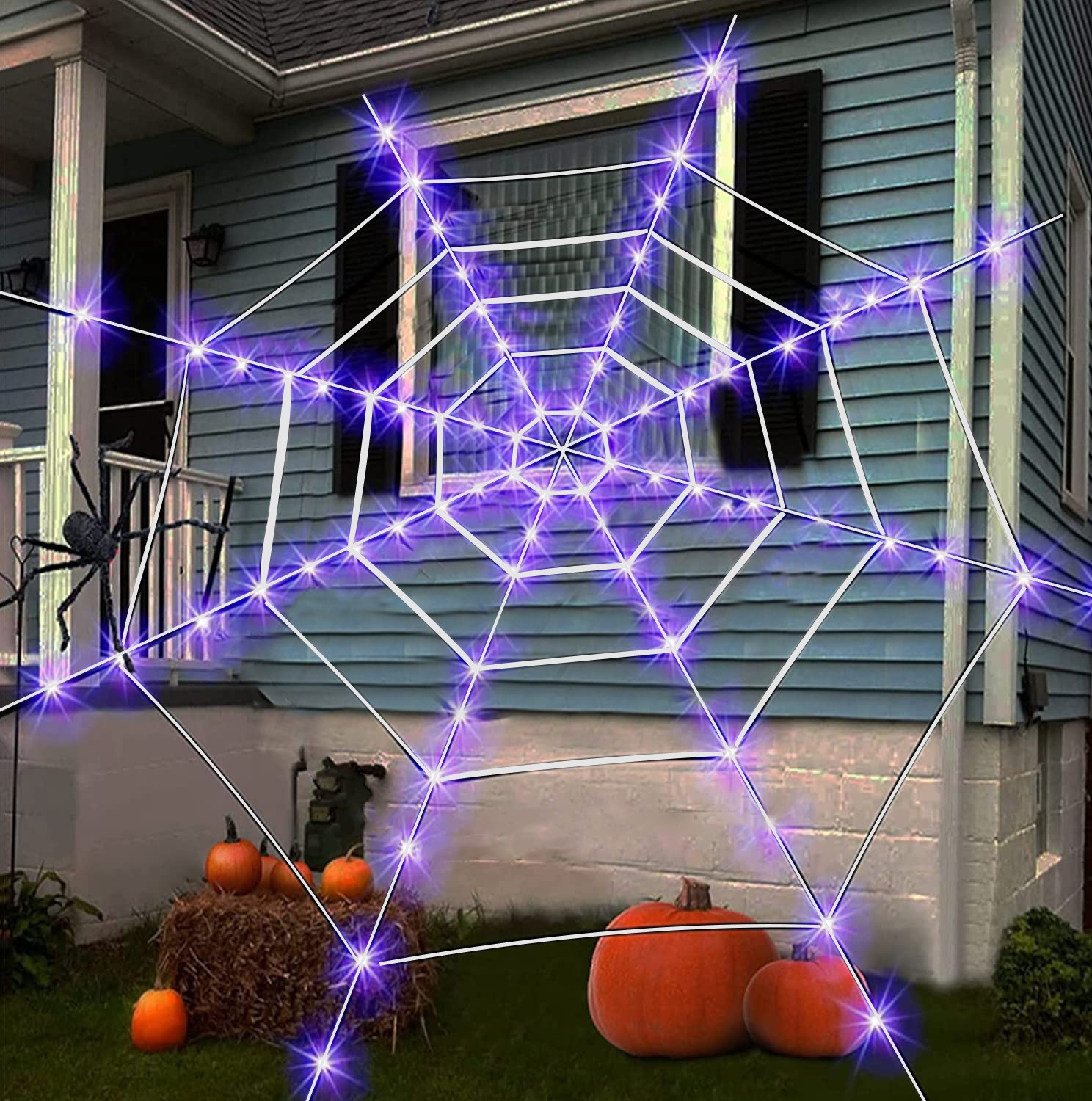 Halloween Spider Web 80 LED Lights,Waterproof Light up Net,Halloween Decoration,Halloween Lights with USB Control,Halloween Decorations for Indoor Outdoor Garden